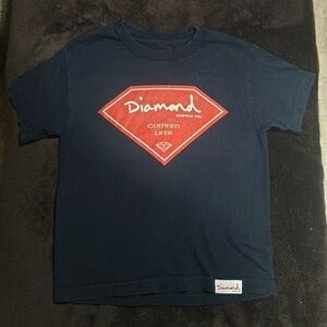 Diamond Boys Navy Graphic Print Short Sleeve Crewneck Cotton‎ T-Shirt Small